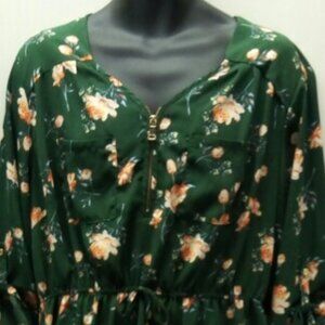 Stella Tweed Olive & Orange Print Top  - 3X